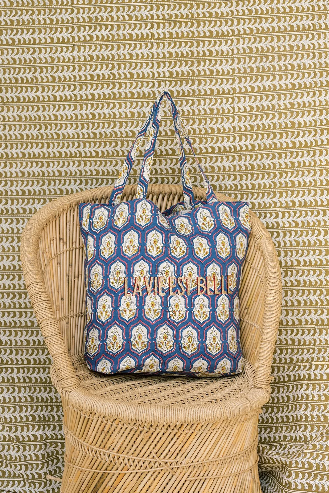 Royal Blue La Vie est Belle Cloth Tote