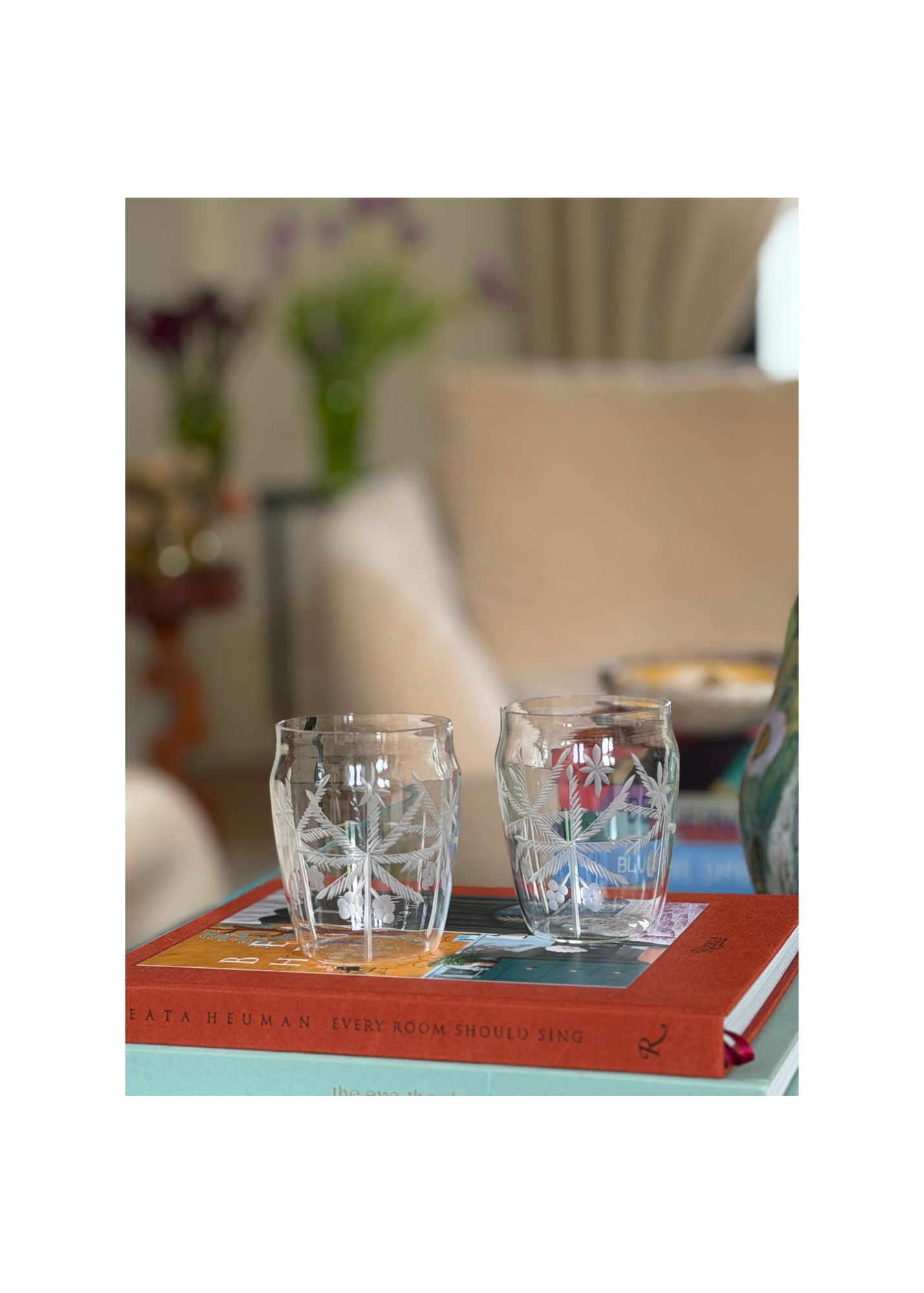Palm Etched Glasses- Set of 4