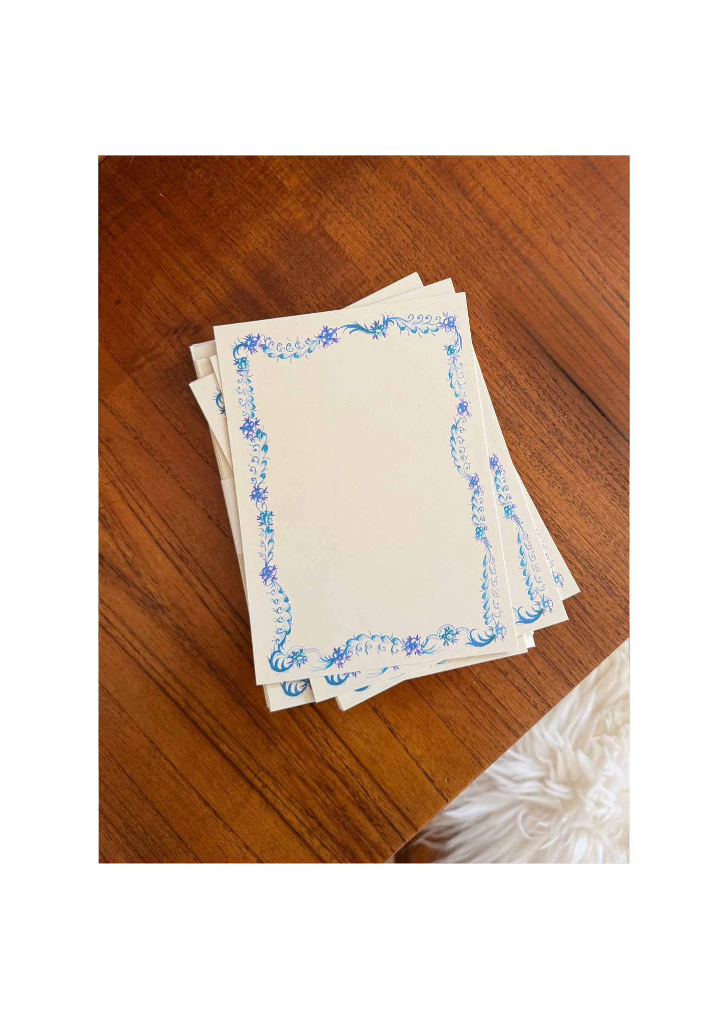 Blue Floral Frame Menu Stationery Set