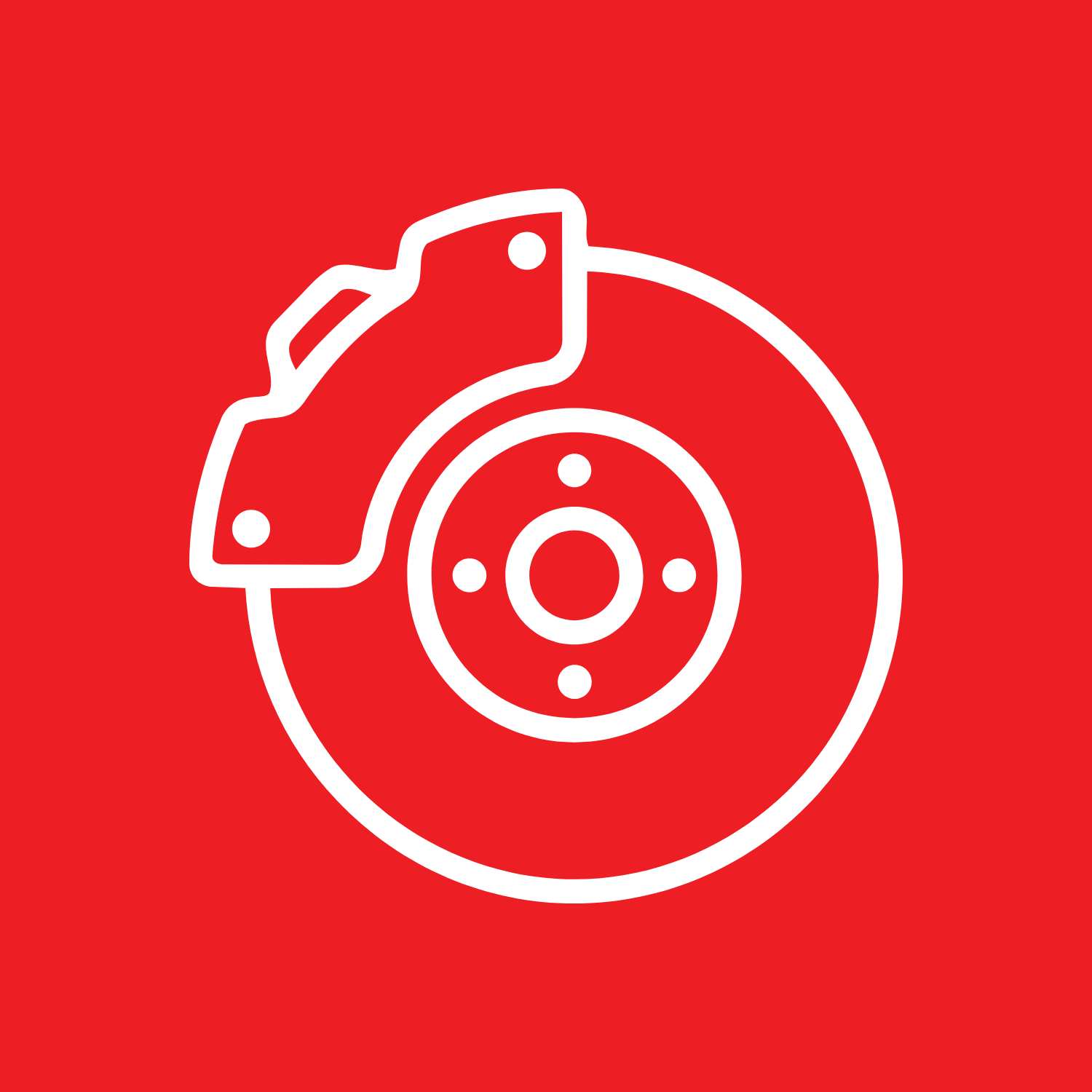 Icono de disco de corte o sierra circular sobre fondo rojo