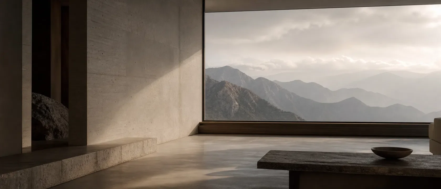 Minimal, grounded healing space representing emotional clarity, nervous system regulation, self-awareness, and inner stillness within Michael Perks’ philosophy and healing work.