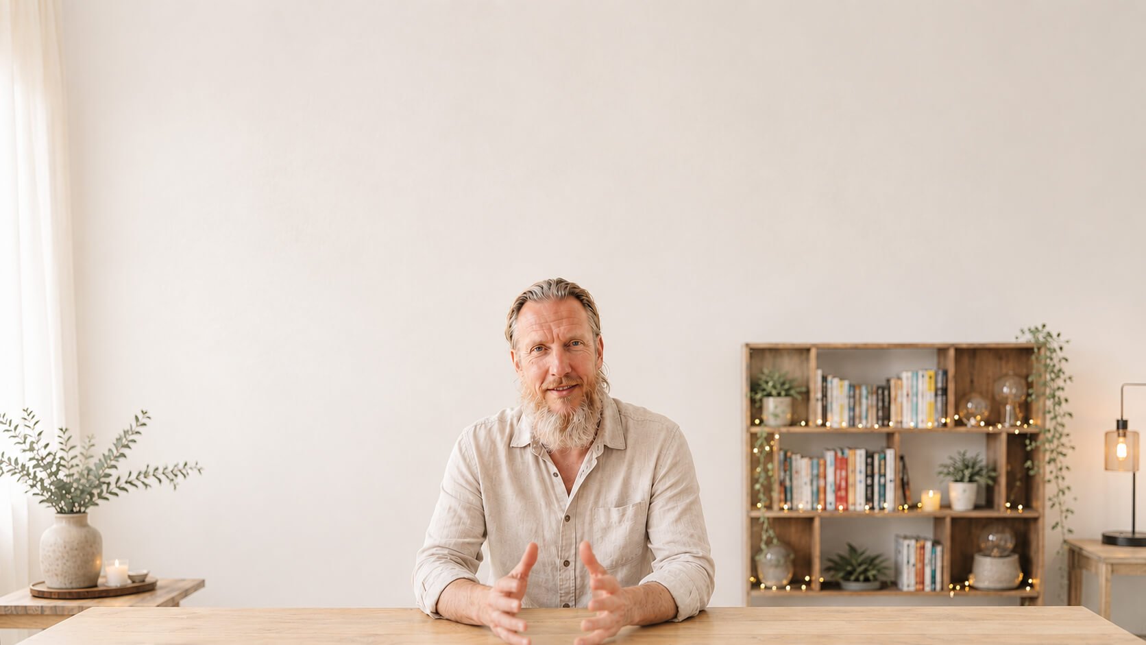 Michael Perks speaking about healing, awakening, and inner transformation in a grounded indoor setting.