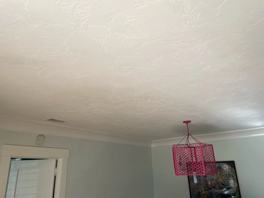 repaired drywall patch in ceiling, textured drywall in San Diego