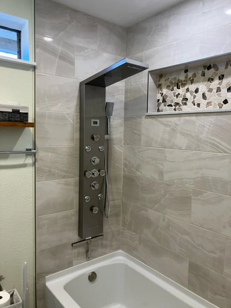 New shower fixture and new plumbing installed by HUGE Handyman in San Diego