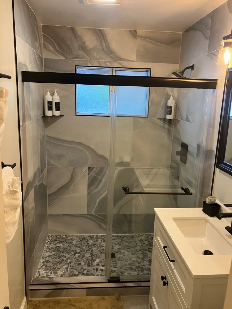 completed bathroom remodel professionally installed by HUGE Handyman in San Diego
