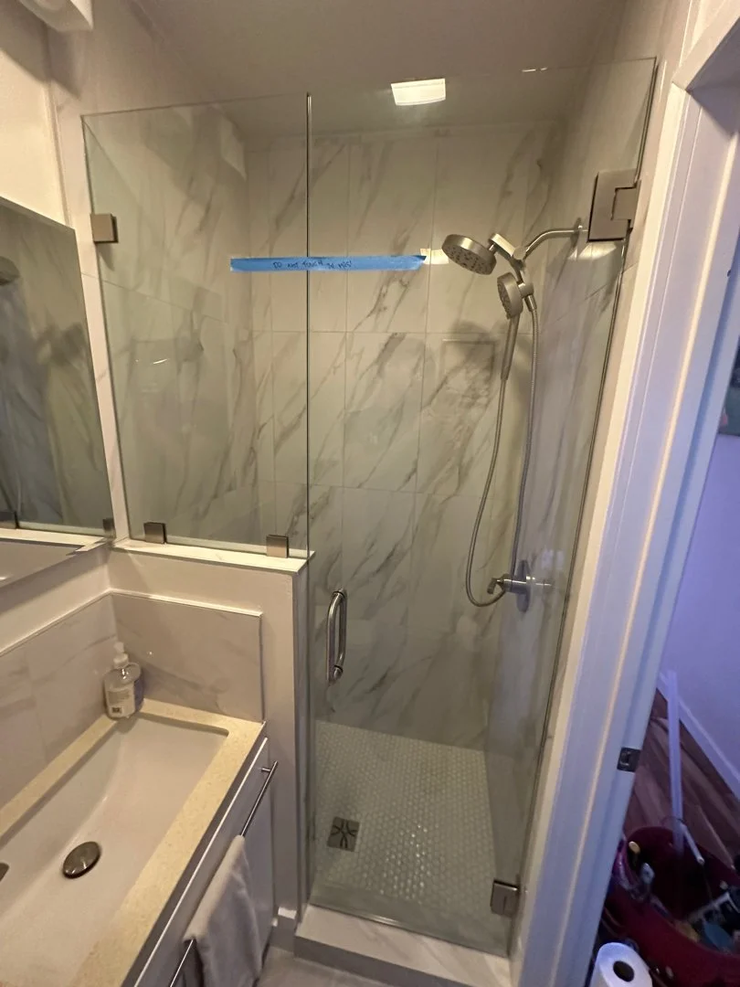 new remodeled shower with pony wall in San Diego
