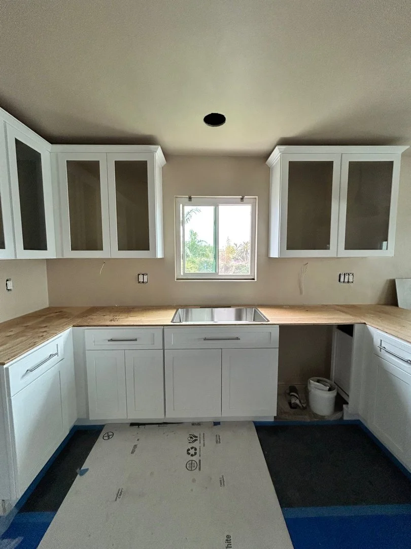cabinets and countertop layout professionally installed by HUGE Handyman in San Diego