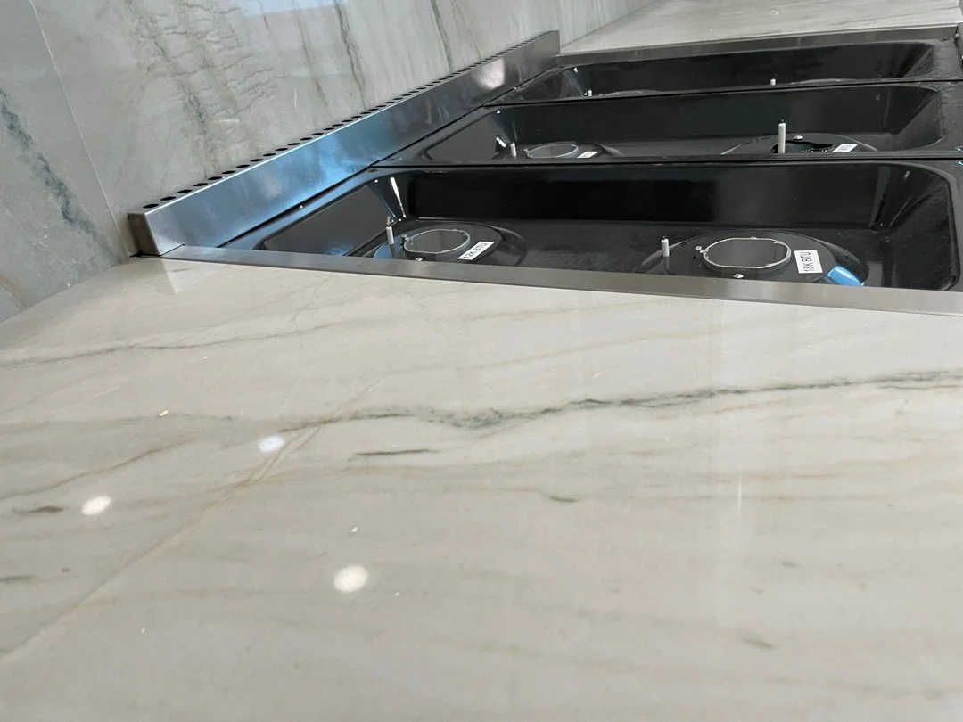 New quartzite countertop and stove in San Diego