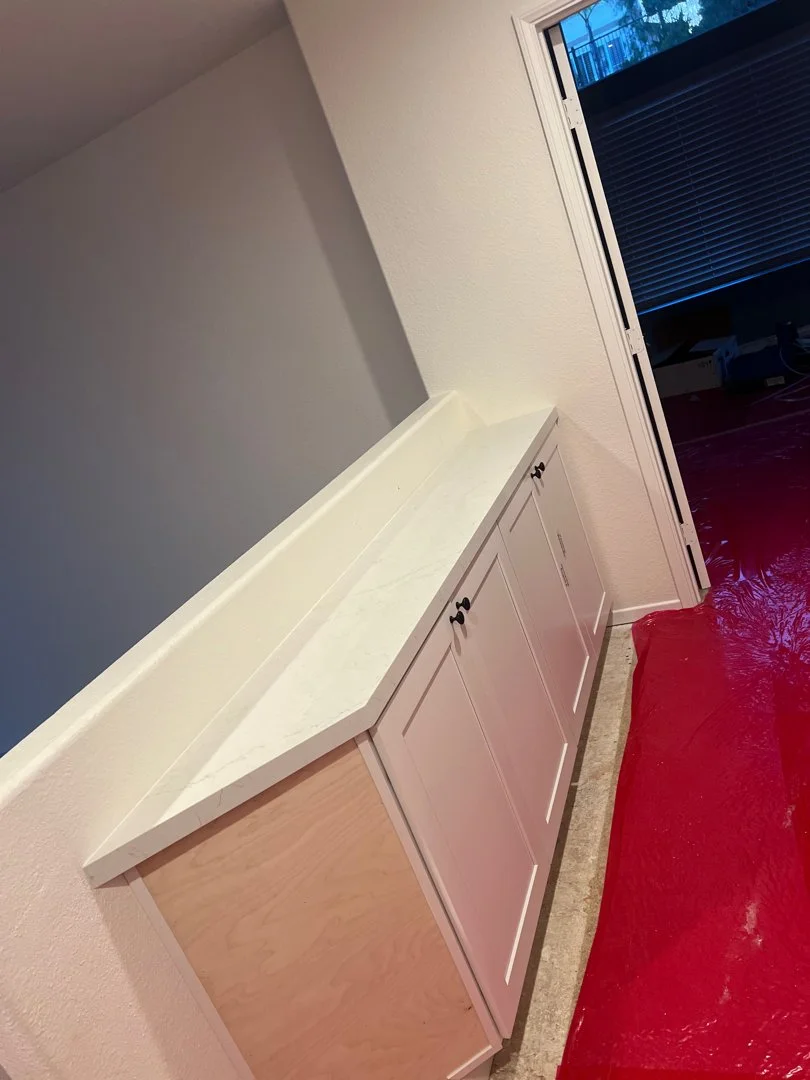 Hallway quartzite countertop professionally installed by HUGE Handyman in San Diego 
