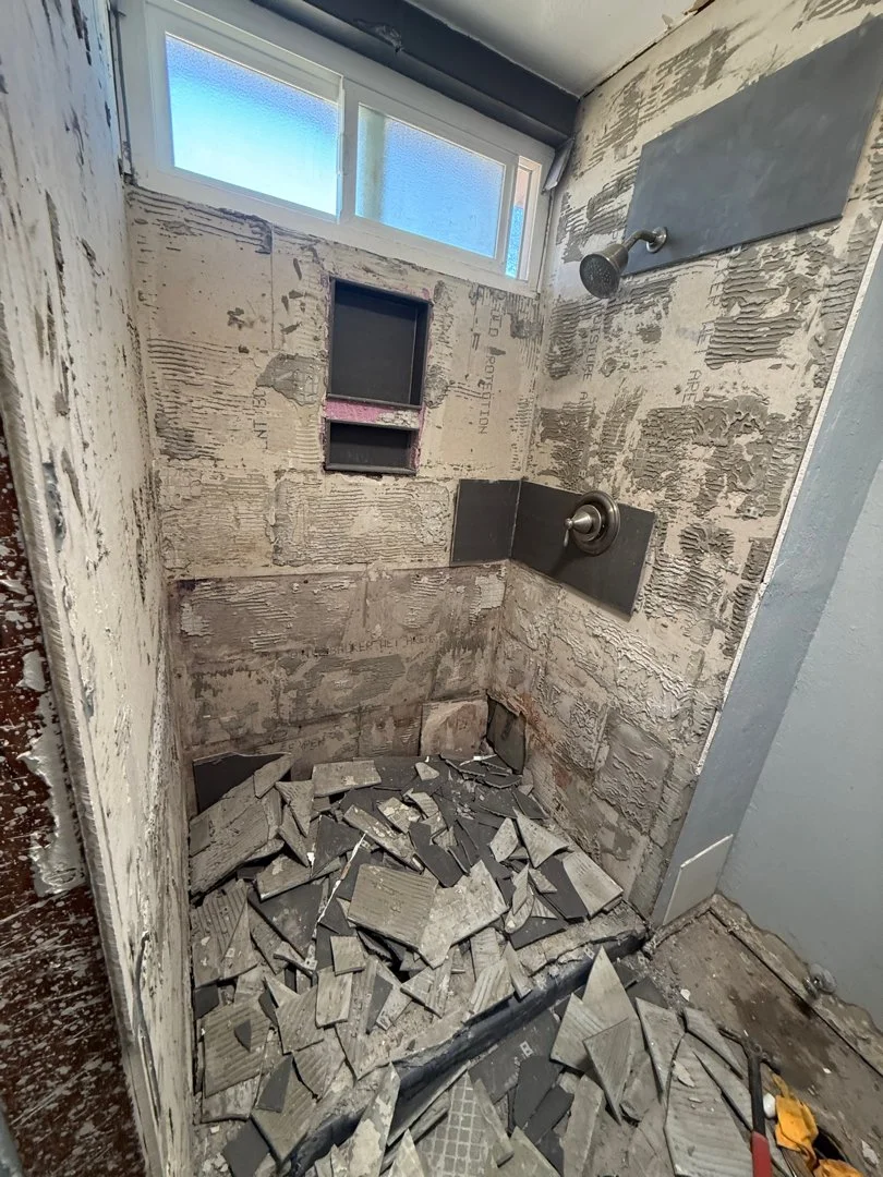complete shower demo by HUGE Handyman in San Diego bathroom