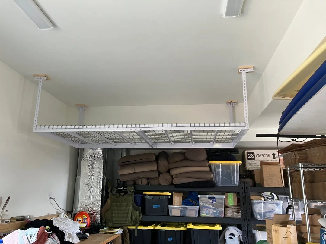 Stationary garage rack installed by HUGE Handyman in San Diego