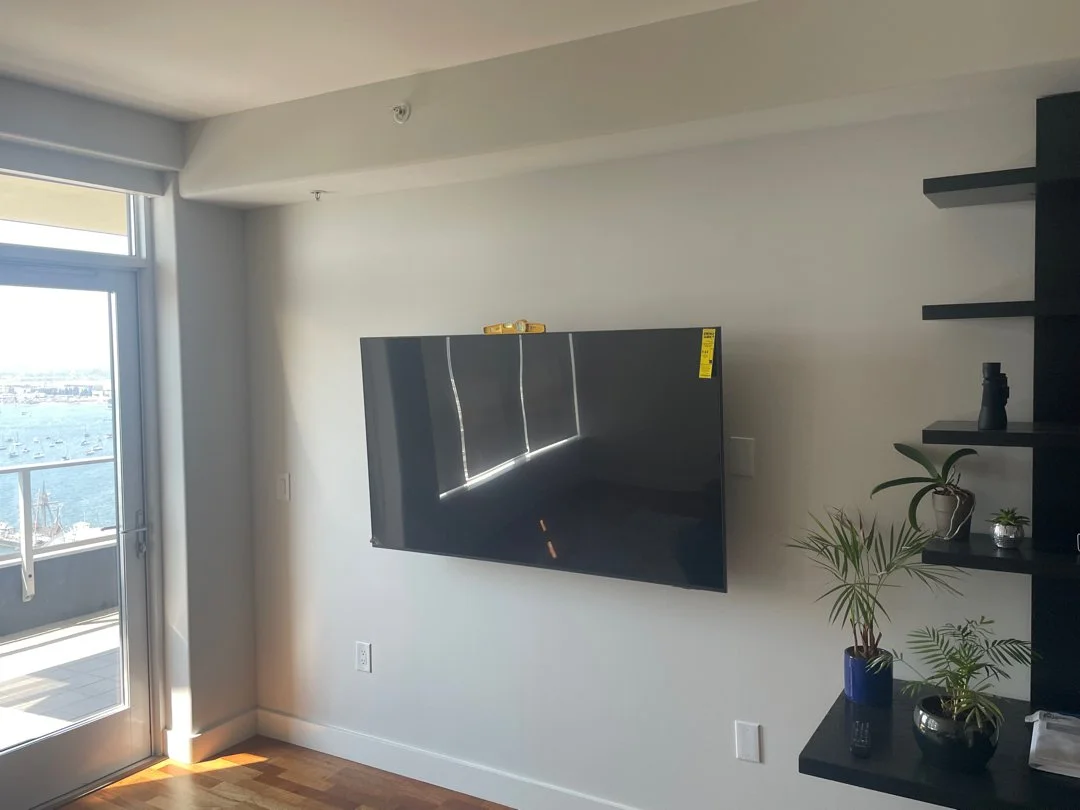 TV mounted in modern San Diego home by HUGE Handyman