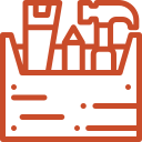 A line drawing of a computer monitor, tablet, and smartphone