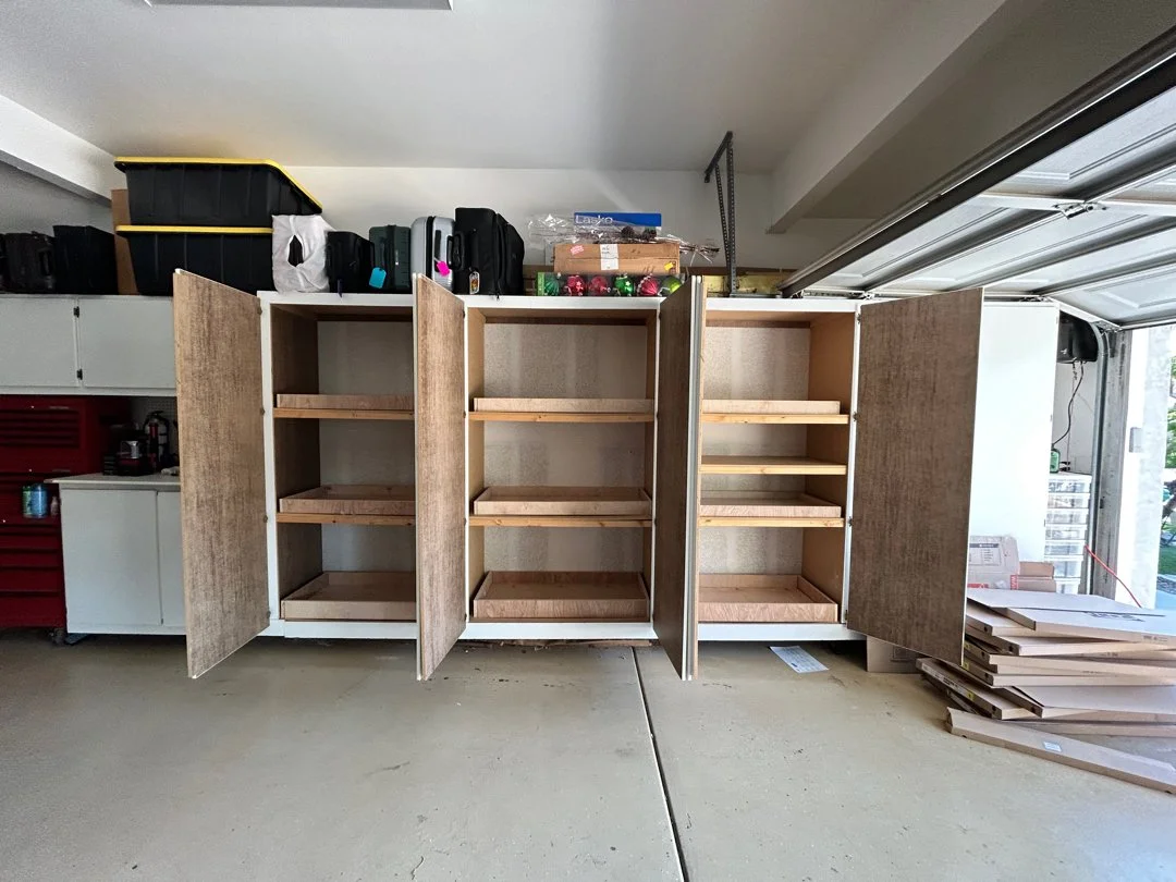 custom sliding cabinets built by HUGE Handyman in San Diego garage