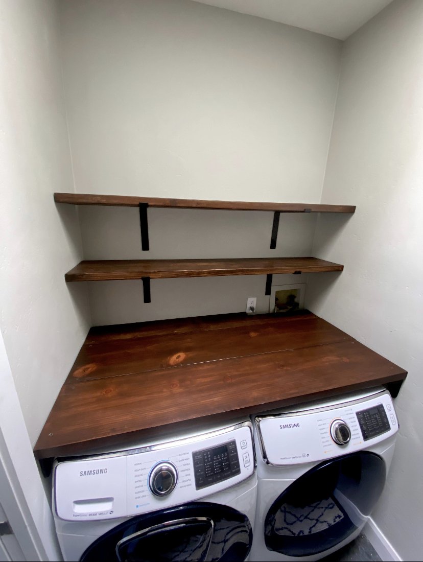 custom shelving for laundry room installed by HUGE Handyman in San Diego home