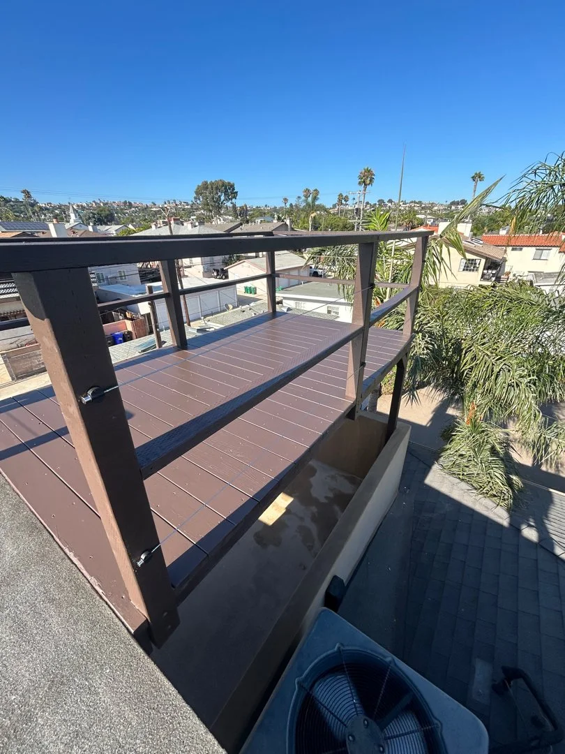 rooftop deck and railings installed by HUGE Handyman in San Diego home