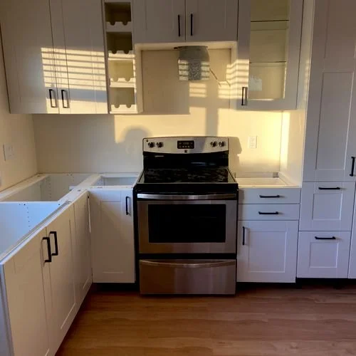 This was a small Ikea kitchen installed in an old house (very unlevel). Customization of certain cabinets was required. Another fun one in the books!