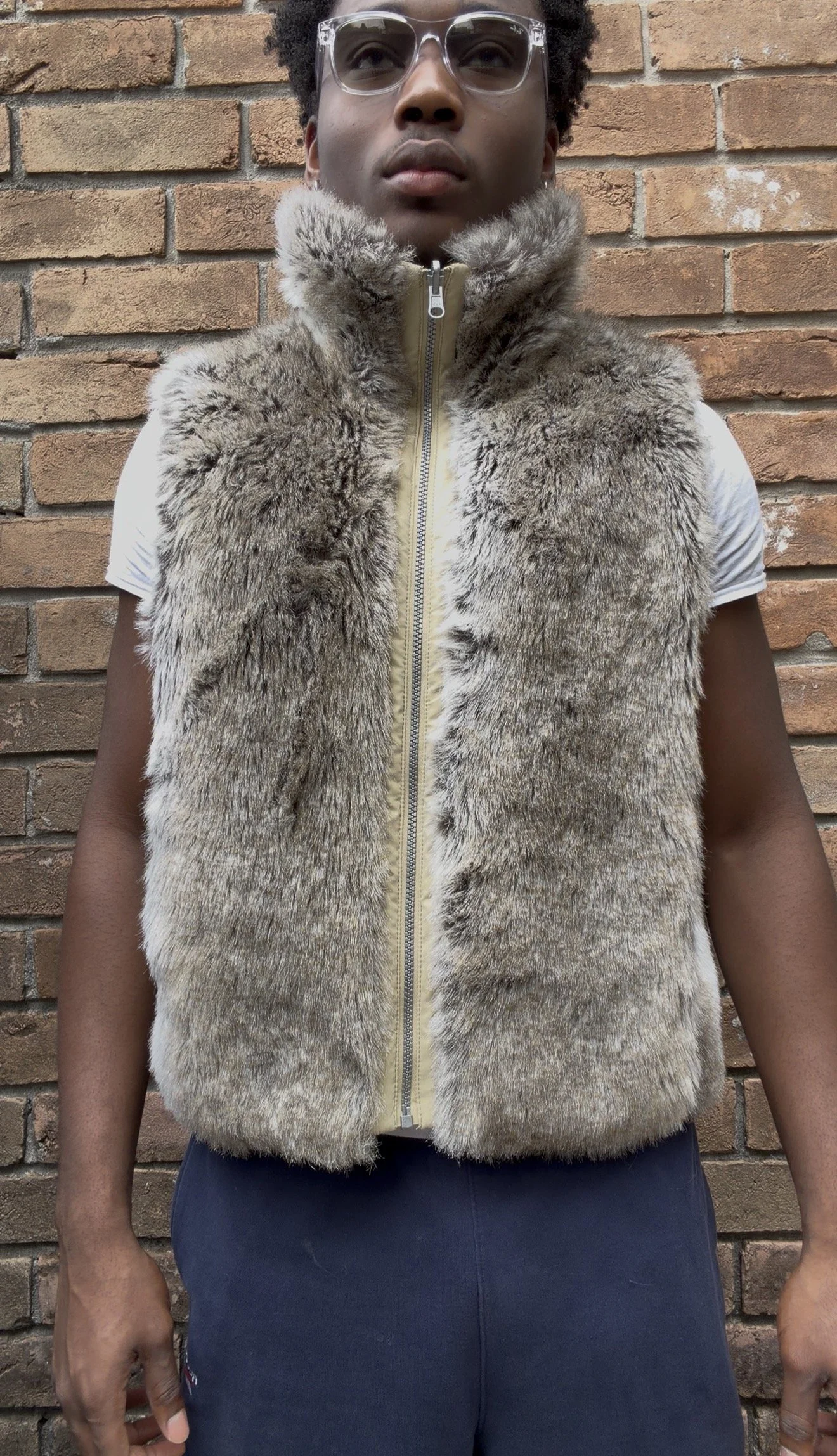 Faux fur reversible vest