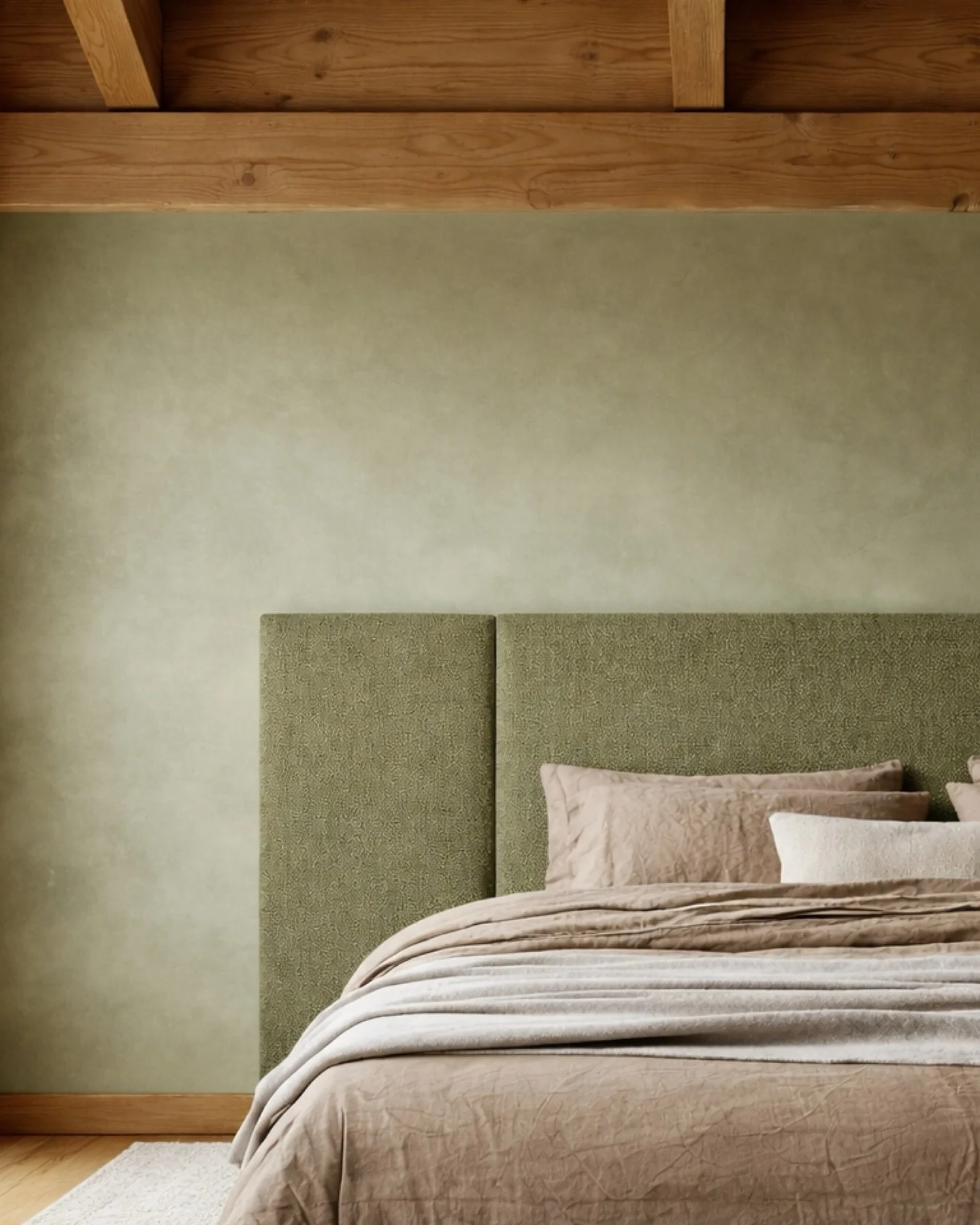 Green, natural materials, and letting the room do its thing ✨