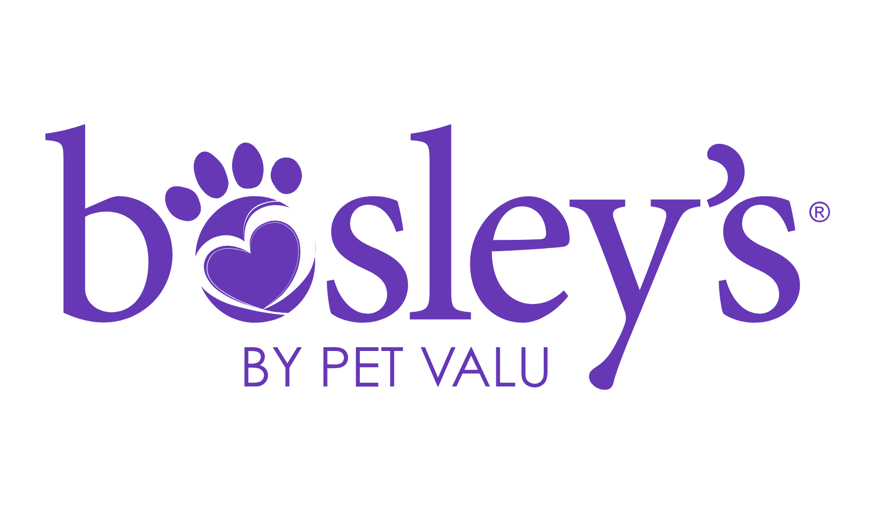 Logo of B'Sleys by Pet Valu in purple with a paw print inside the letter B.