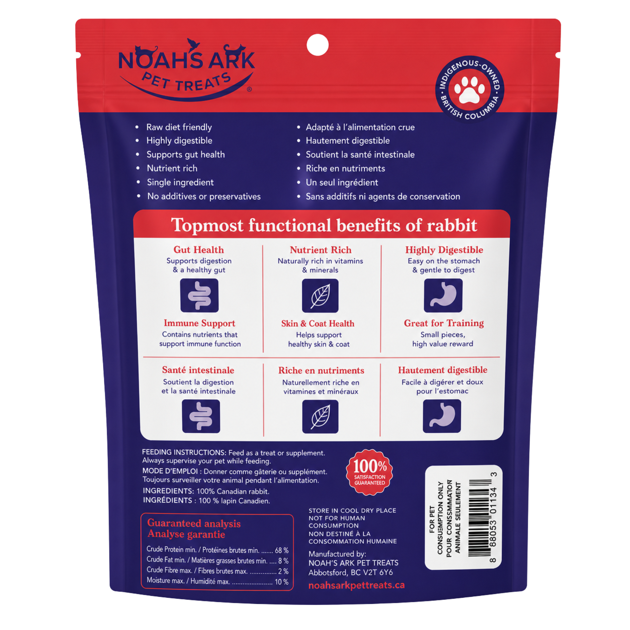Noah's Ark Pet Treats Dehydrated Whole Rabbit Back.png