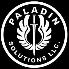 Logo of Paladin Solutions LLC with a sword, wings, and circular text