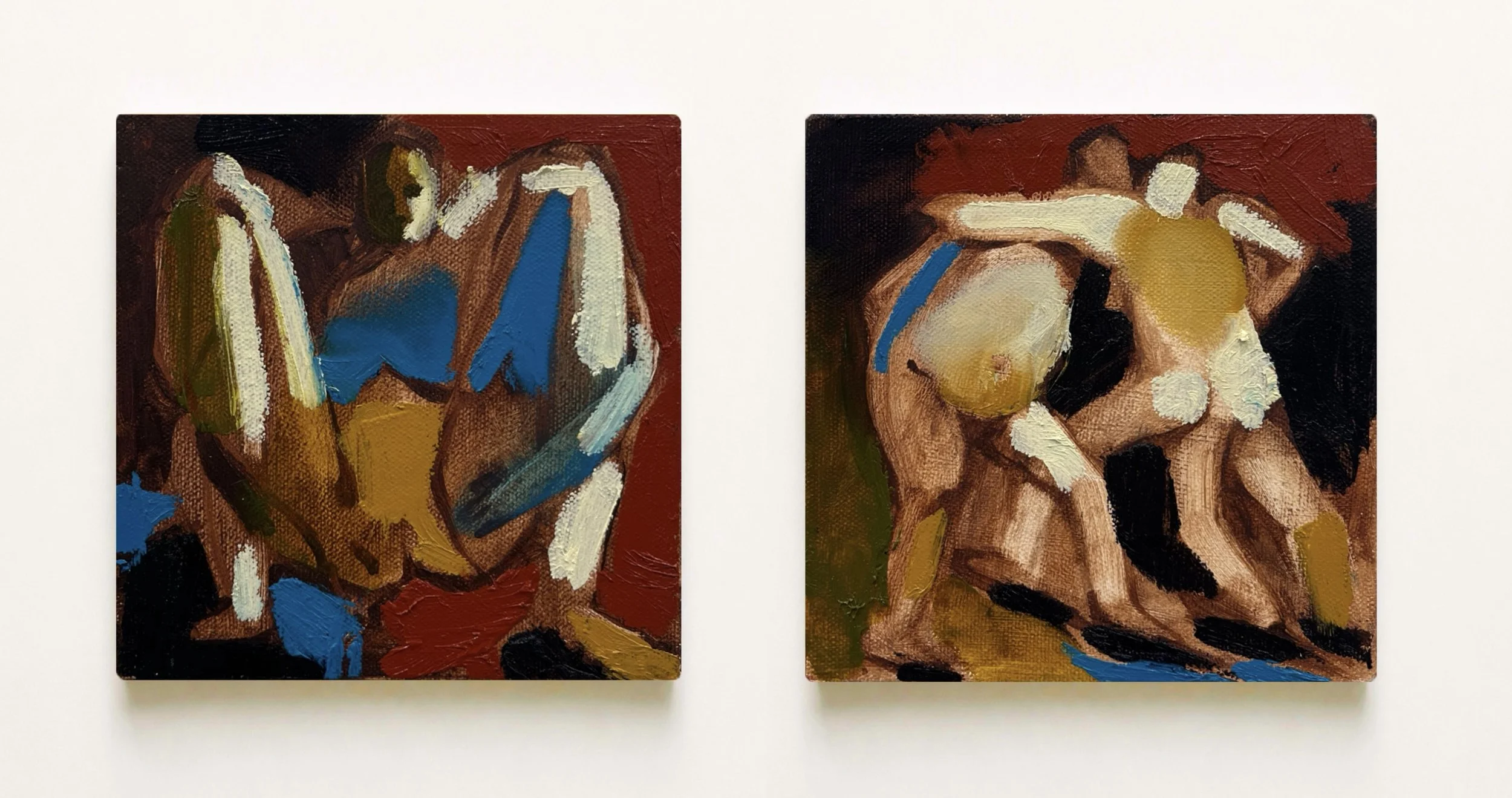 Untitled duo. 6x6" each. Oil on Canvas. 2025