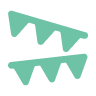 Close-up of teal punk rock-style sunglasses with spiked frames and cut-out details