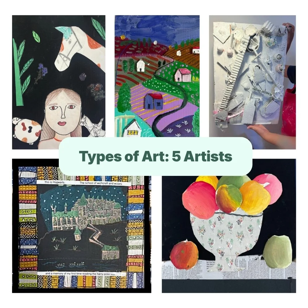 July 13–17 — Types of Art: 5 Artists (ages 7+)