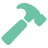 A teal hammer icon.