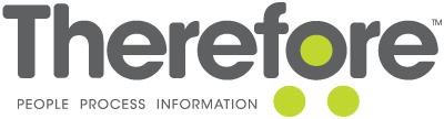 Logo for Therefore with the tagline 'People Process Information' under the name
