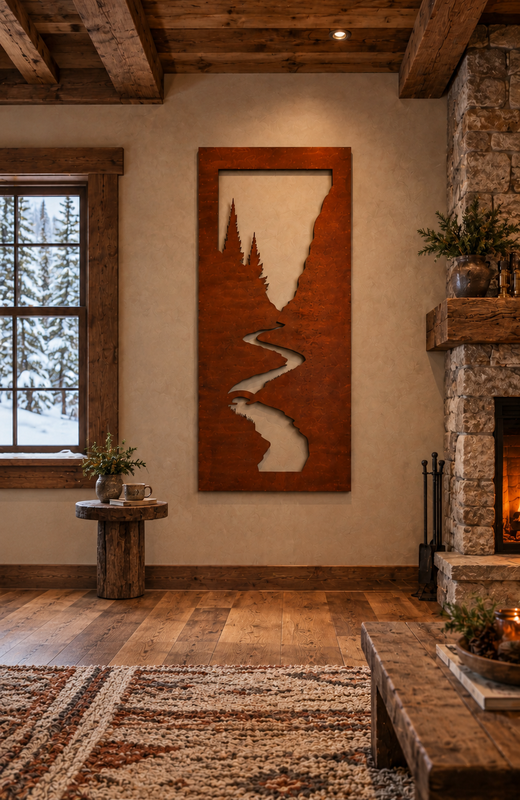 A RIVER RUNS THROUGH Signature Series in Rusted steel 30″ W × 65″ H