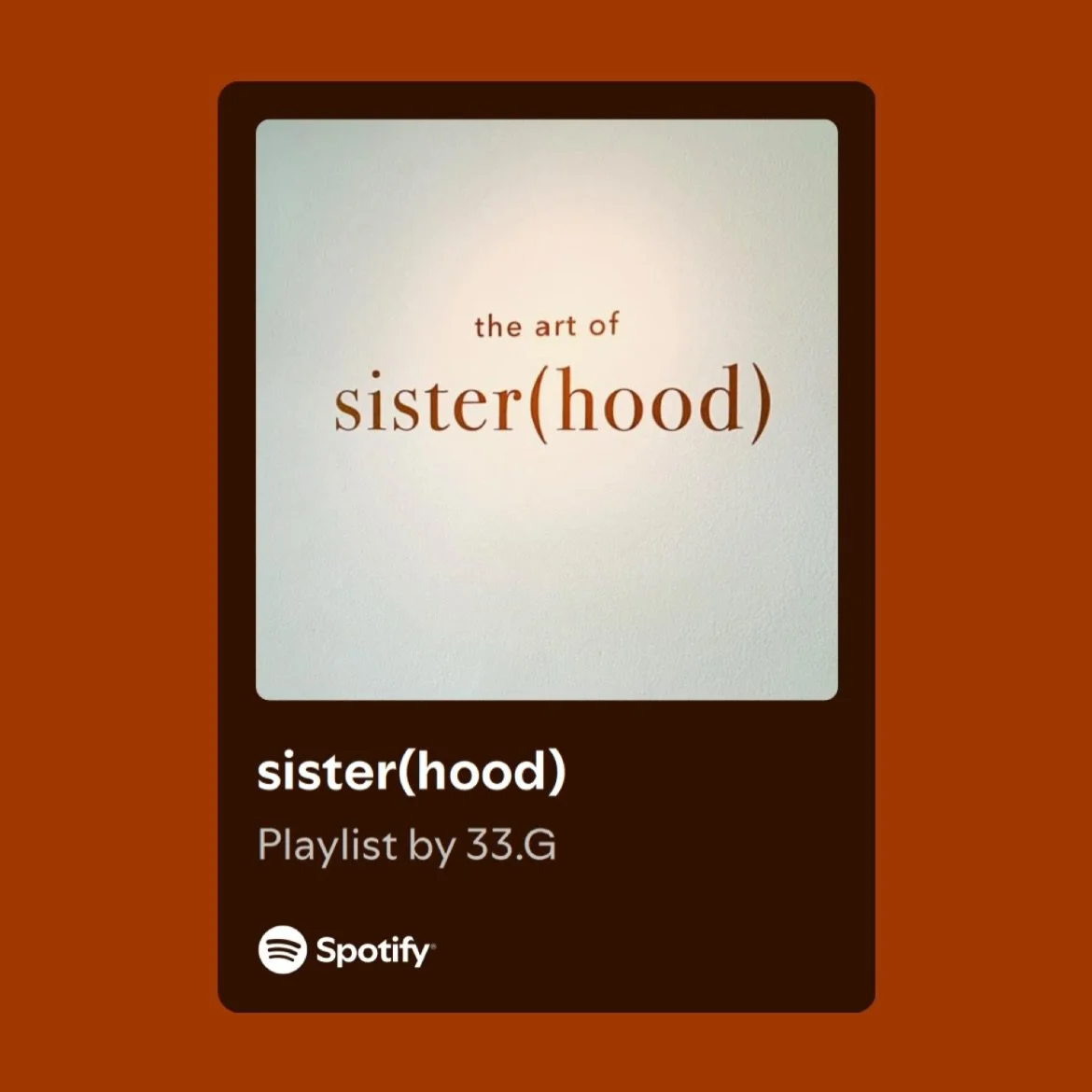 The sounds of sister(hood) 💫

The exhibition doesn&rsquo;t end when you leave the space, click the link in our bio to stream the curated playlist! 

#33g #sisterhood #soundscape