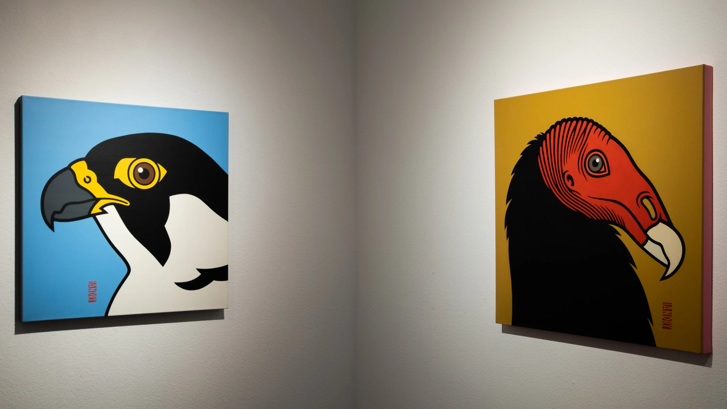 (L to R) "Peregrine Falcon",  "Turkey Vulture", 2025 by Iandry