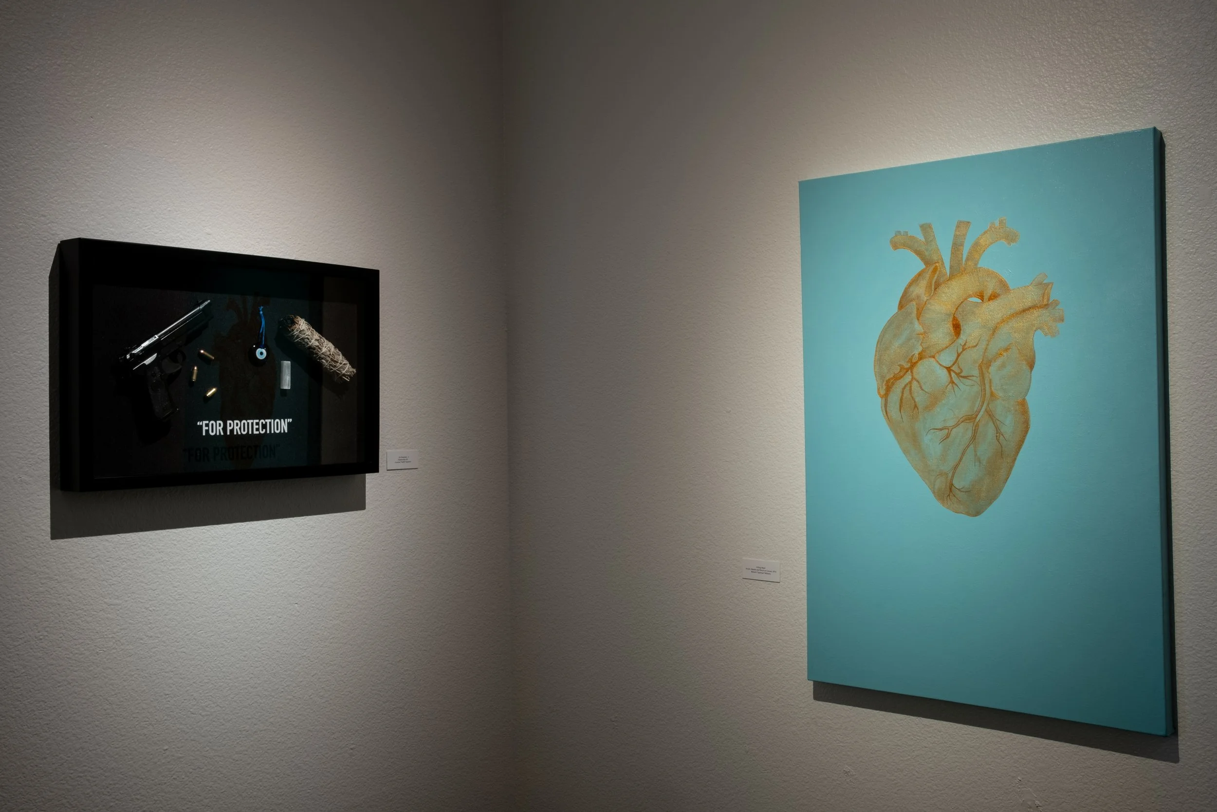 "King's Heart" Painting by Malachi Sparrow Williams; "For Protection" by Courtney Yard$ Haywood