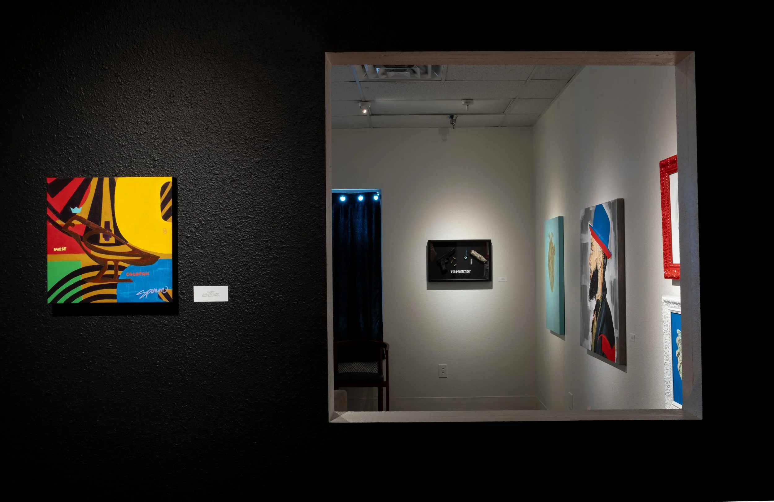 "Nest/2049" Painting by Malachi Sparrow Williams; Works by Courtney Yard$ Haywood