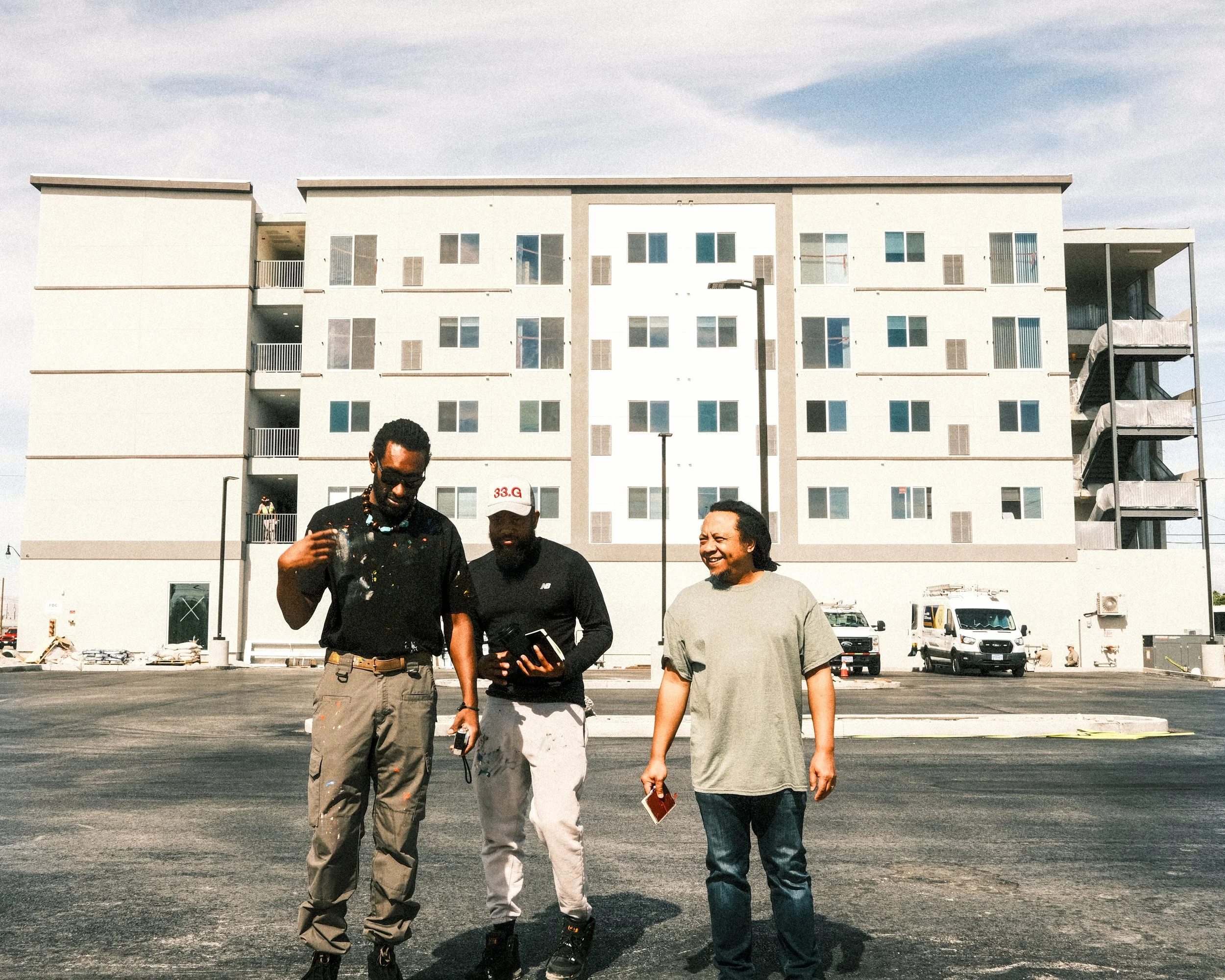 (L to R) Curator Chase R. McCurdy, Artists Yard$ and Iandry