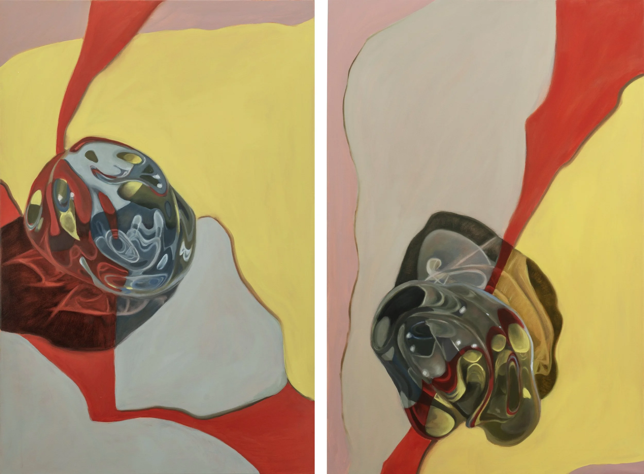 Untitled (Dyptich in Yellow), Oil on Canvas, 61x91.4 cm each, 2026