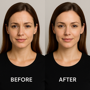 Side-by-side comparison of a woman with a puzzled expression on the left labeled 'Before' and a confident expression on the right labeled 'After'.