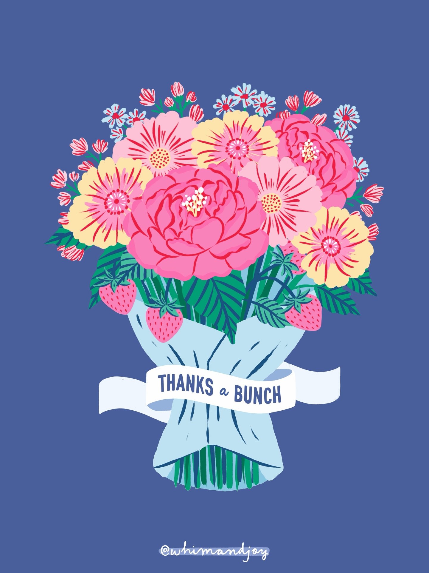 Another addition to my floral card series. 🌸🌷

This &ldquo;Thanks a Bunch&rdquo; bouquet blends peonies, daisies, strawberries, and layered foliage into a cheerful design created in mind for greeting cards and paper goods.

⚘ All Rights Reserved &c