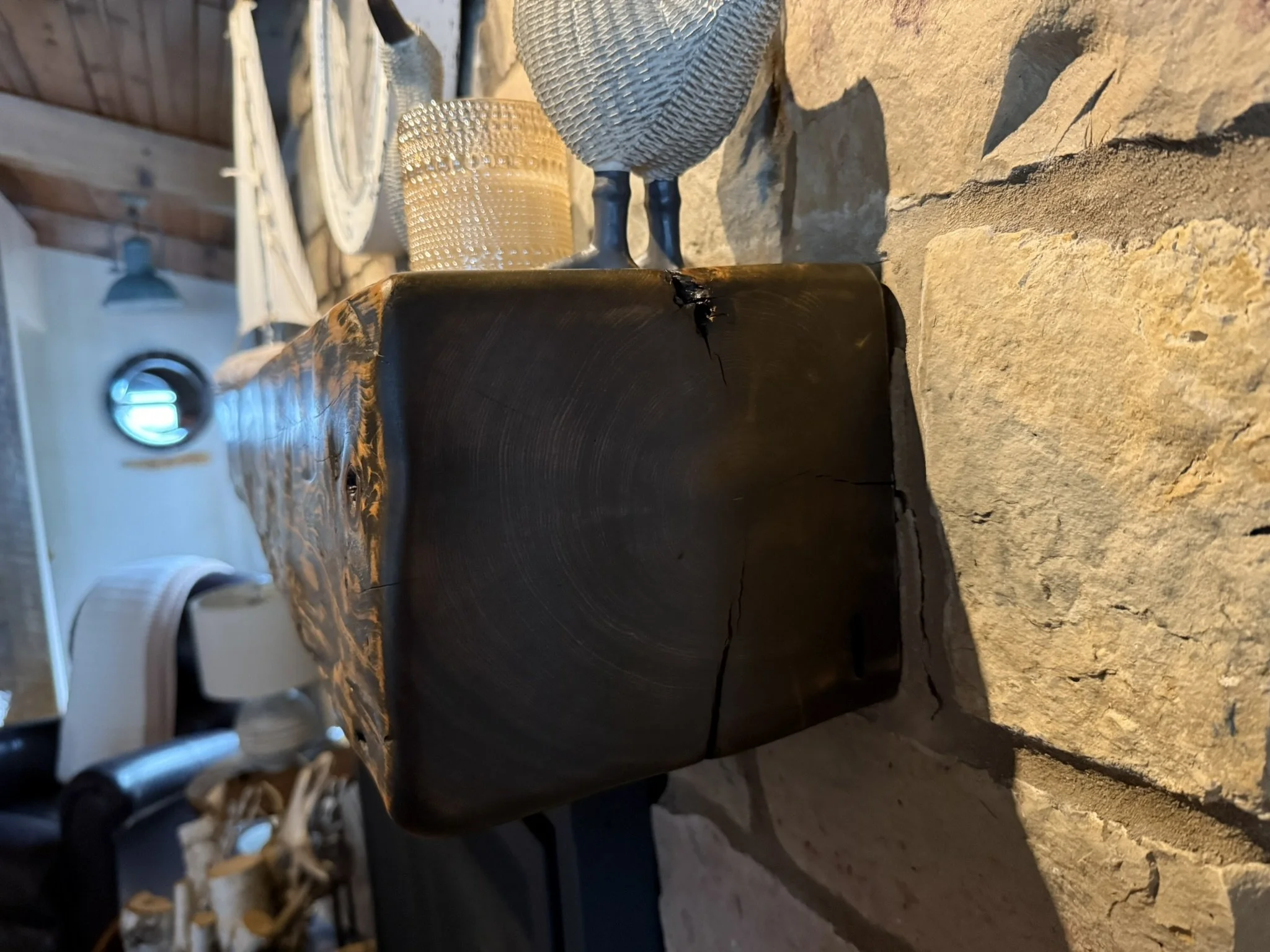 Reclaimed hand-hewn wood Mantle
