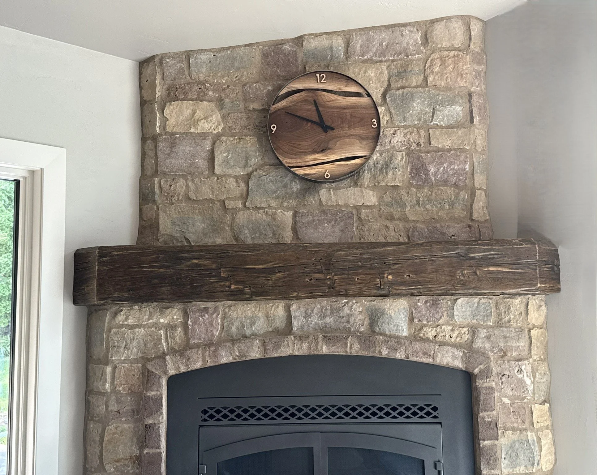 Reclaimed hand-hewn oak Mantle