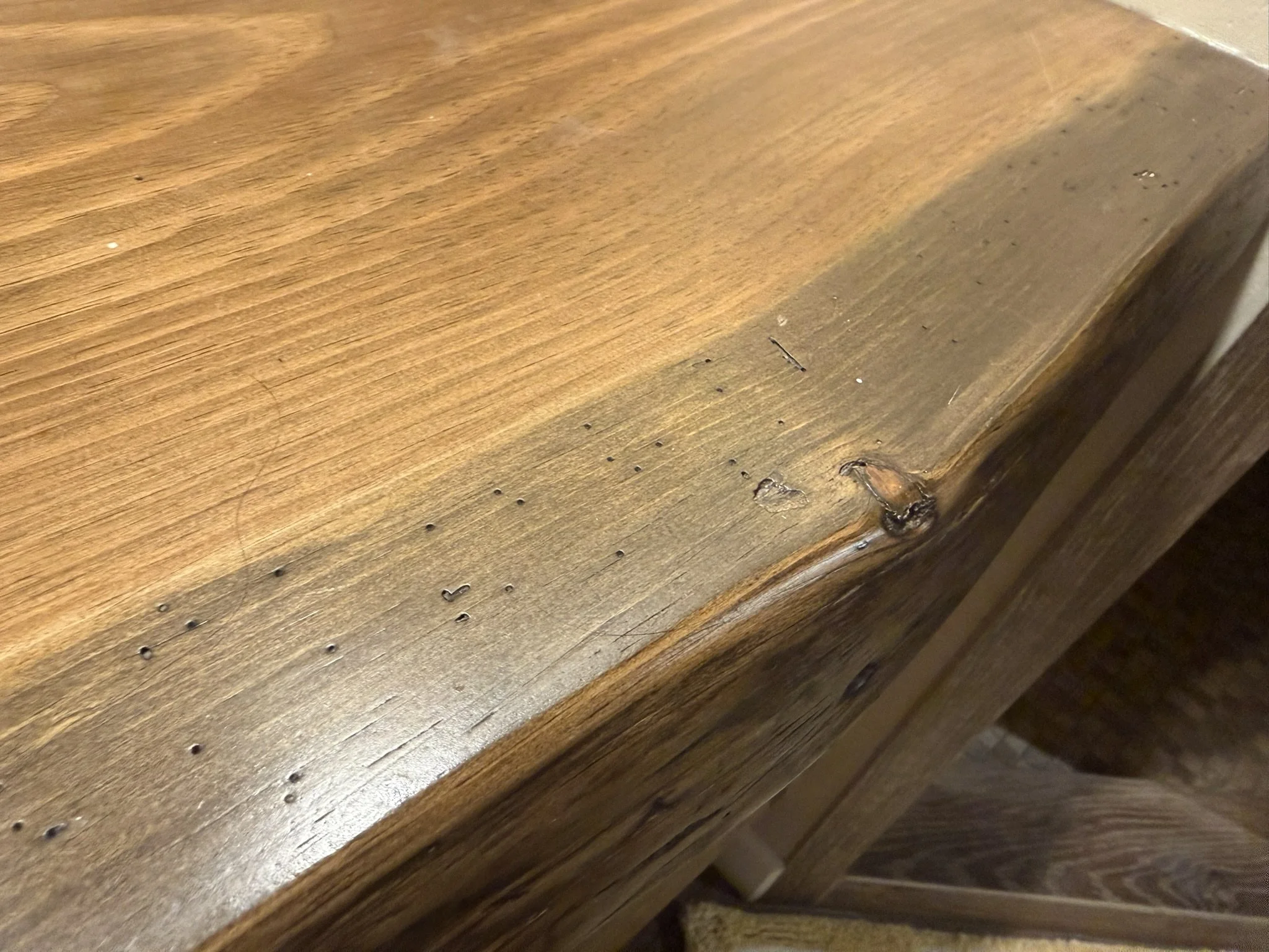 Reclaimed rustic cherry vanity with top mount