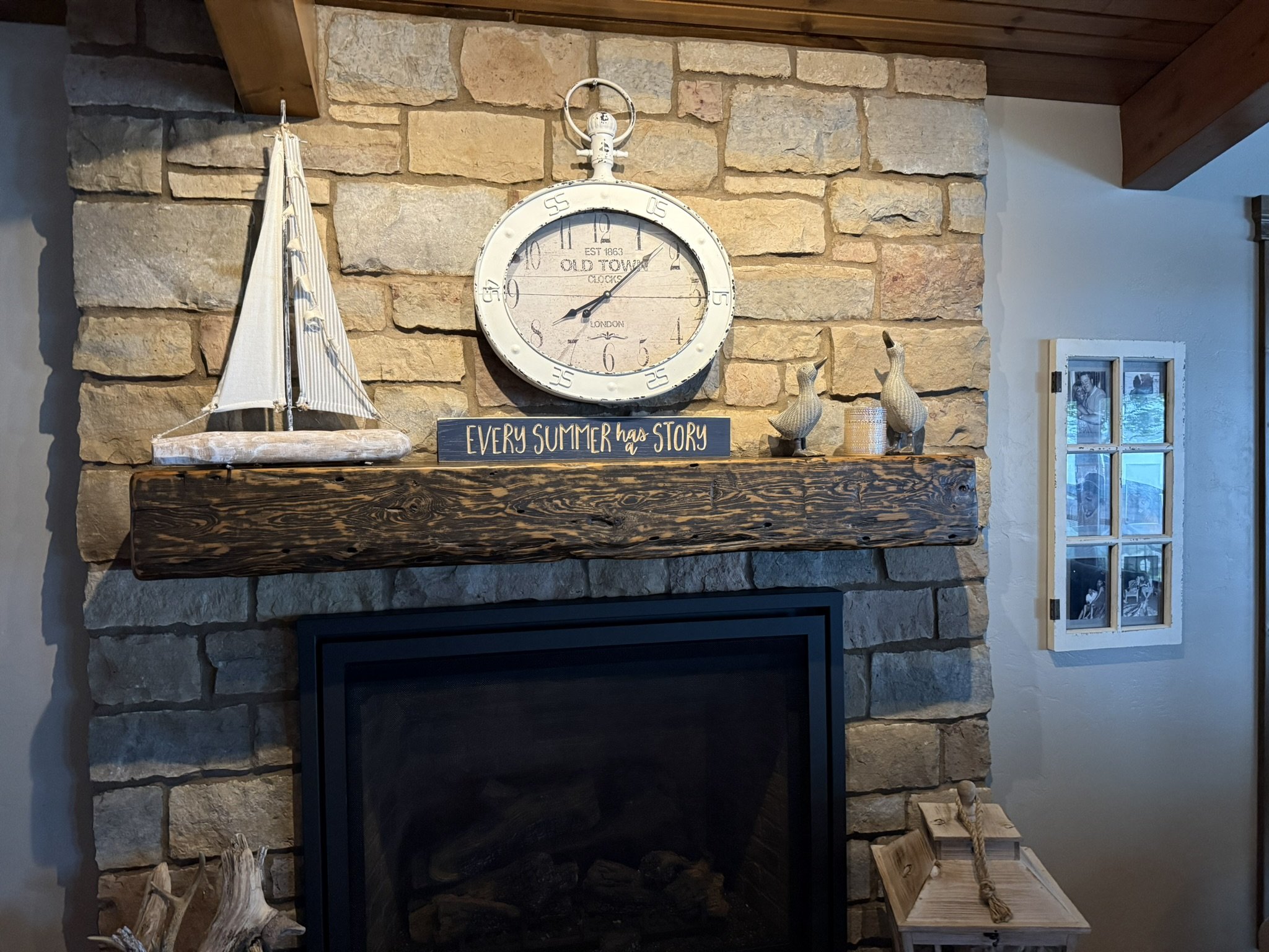 Reclaimed hand-hewn wood Mantle 