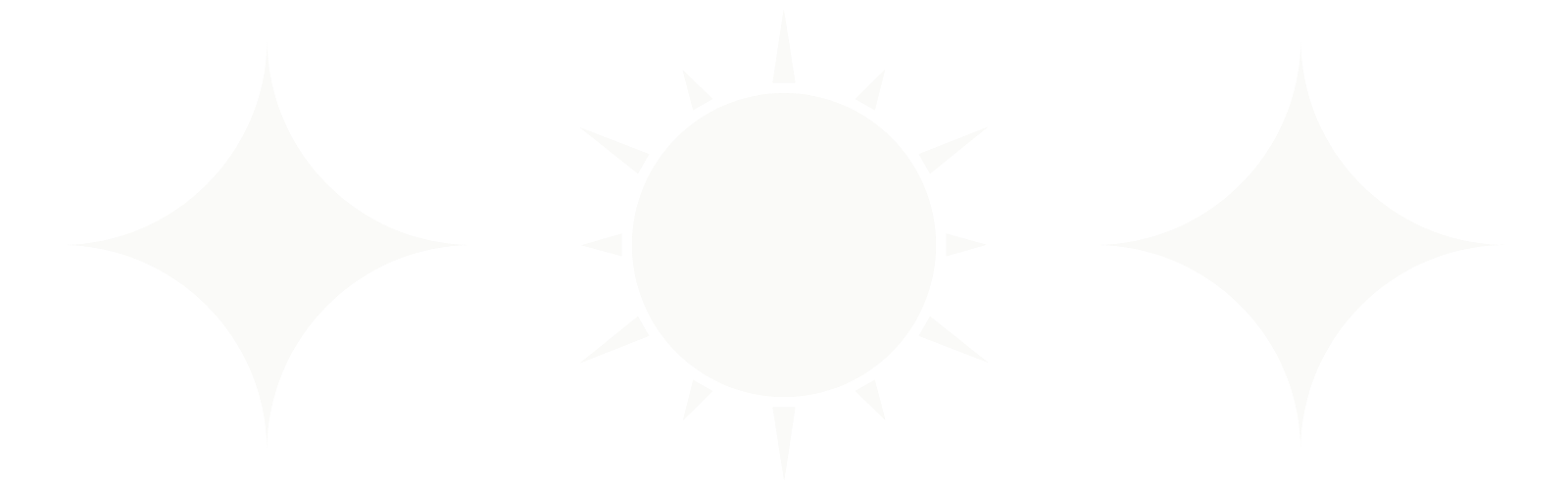 Black and white geometric pattern with a central white circle surrounded by small triangles, flanked by two larger white diamond shapes, all set against a black background.