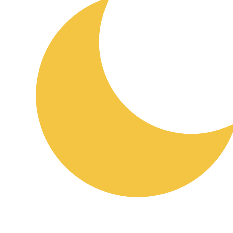 A stylized yellow crescent moon outline on a black background.