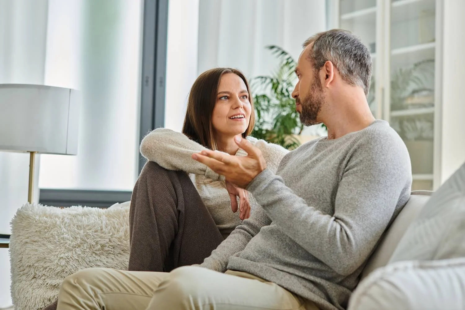 Couple having an open conversation about their relationship and future decisions