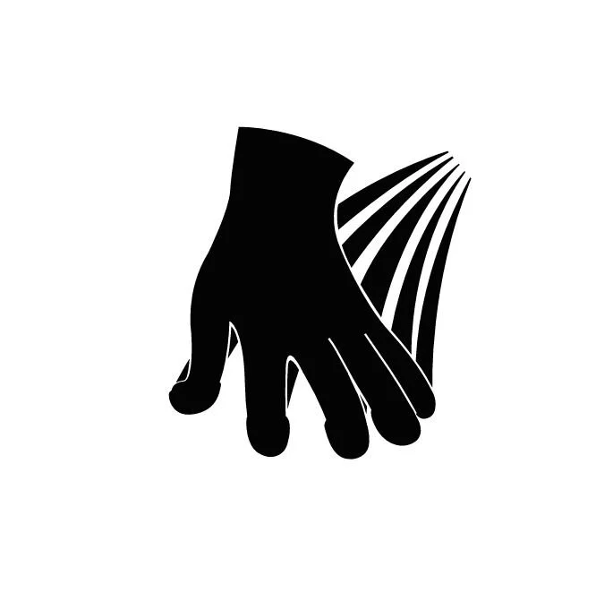 A black and white hand in a shorttrack glove in speed.