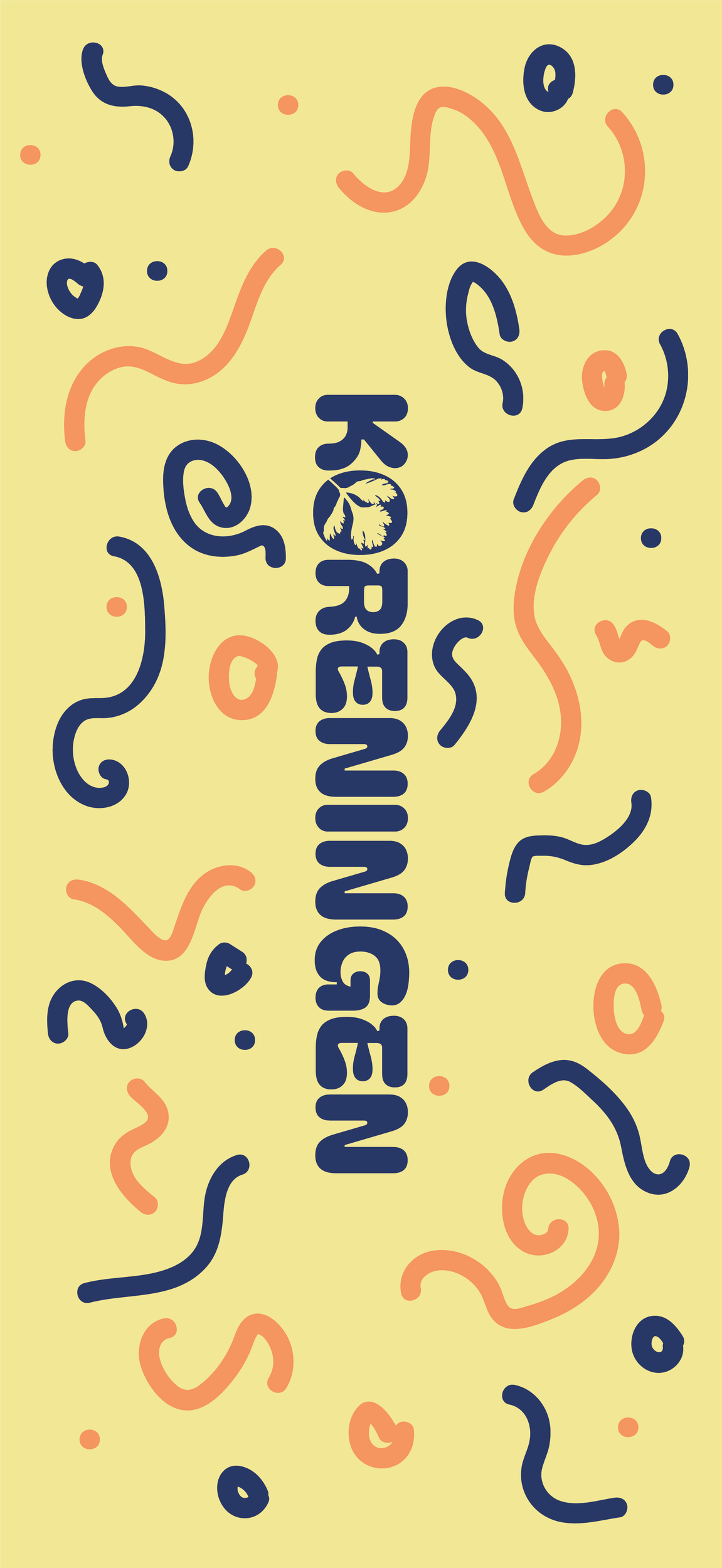 A yellow, orange and blue playful design for the student choir-association called "KORENINGEN".