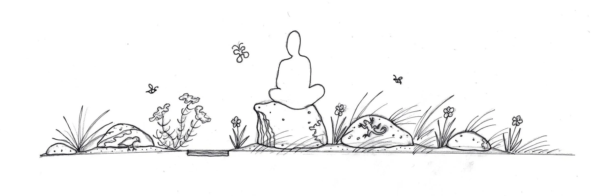 A conceptual sketch for a rock garden inspired by a visual connection to the Mt. Diablo range.